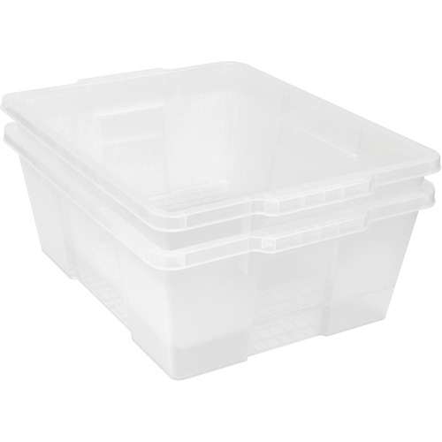 Plastic Latch Container, 15.875" W x 21" D x 7.75" H, Clear Duraquip Inc