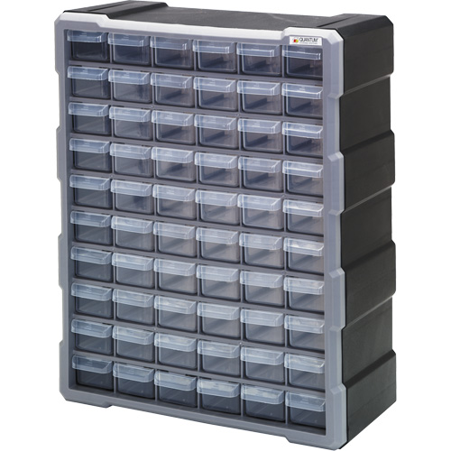 Drawer Cabinet, Plastic, 60 Drawers, 15" x 6-1/4" x 18-3/4", Black Duraquip Inc