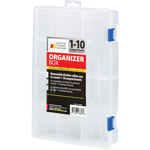 Boîte &agrave; compartiments en plastique, 7,75" la x 11,75" p x 2,2" h, 10 compartiments Duraquip Inc