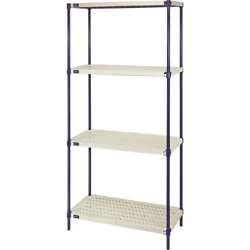 Wire Shelving Unit with Plastic Shelves, Wire Frame with Plastic Shelves, Boltless, 600 lbs. Capacity, 30" W x 72" H x 18" D Duraquip Inc