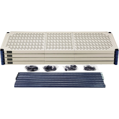 &eacute;tag&egrave;re en fils m&eacute;talliques avec tablettes en plastique, Cadre en fils m&eacute;talliques avec tablettes en plastique, Sans boulons, Capacit&eacute; 600 lb, 48" la x 72" h x 18" p Duraquip Inc