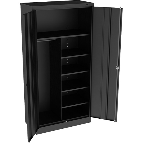 Combination Cabinet, 36" W x 18" D x 72" H, Black Duraquip Inc
