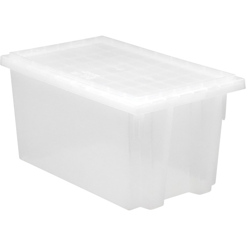 Heavy-Duty Stack & Nest Tote, 12" x 19.5" x 23.5", Clear Duraquip Inc