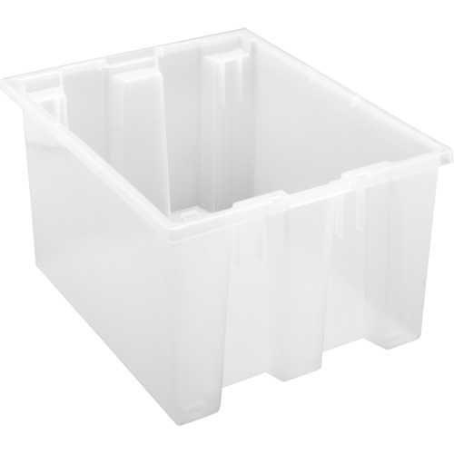 Heavy-Duty Stack & Nest Tote, 10" x 15.5" x 19.5", Clear Duraquip Inc