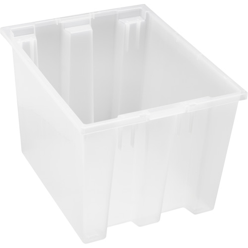 Heavy-Duty Stack & Nest Tote, 13" x 15.5" x 19.5", Clear Duraquip Inc