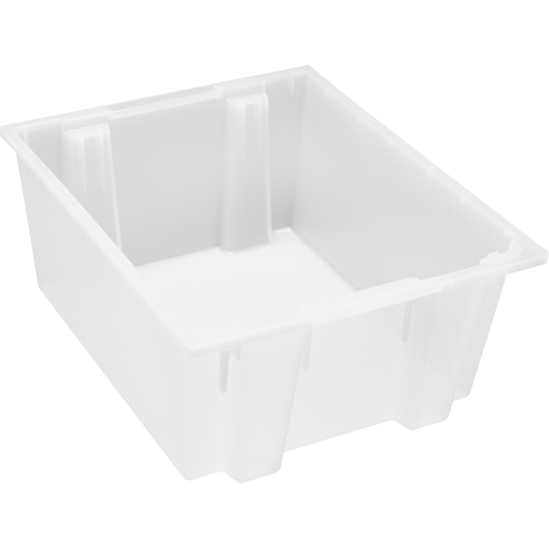 Heavy-Duty Stack & Nest Tote, 10" x 19.5" x 23.5", Clear Duraquip Inc