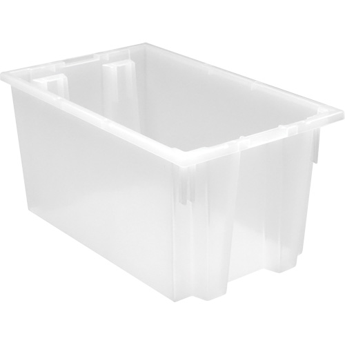 Heavy-Duty Stack & Nest Tote, 12" x 19.5" x 23.5", Clear Duraquip Inc