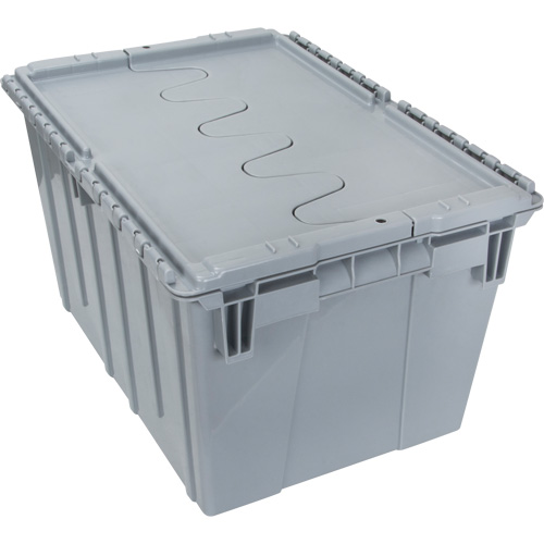 Contenant de distribution en plastique avec dessus basculant, 21,65" x 15,5" x 12,5", Gris Duraquip Inc