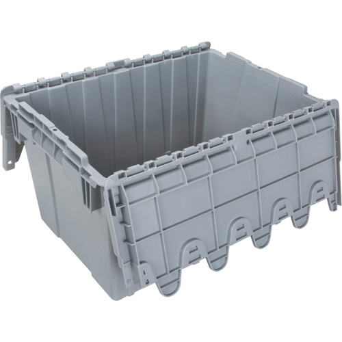 Contenant de distribution en plastique avec dessus basculant, 21,65" x 15,5" x 12,5", Gris Duraquip Inc