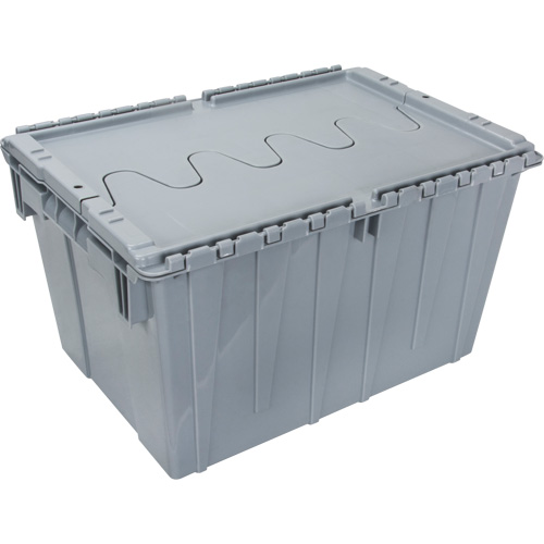 Contenant de distribution en plastique avec dessus basculant, 21,65" x 15,5" x 12,5", Gris Duraquip Inc