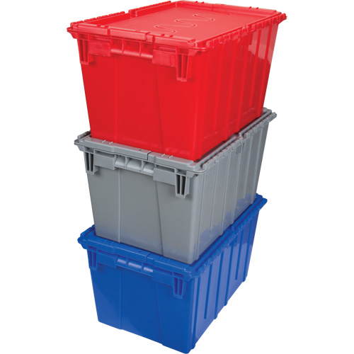 Contenant de distribution en plastique avec dessus basculant, 21,65" x 15,5" x 12,5", Gris Duraquip Inc