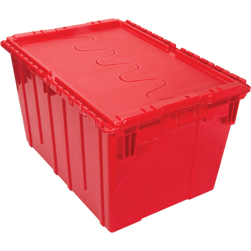 Contenant de distribution en plastique avec dessus basculant, 21,65" x 15,5" x 12,5", Rouge Duraquip Inc