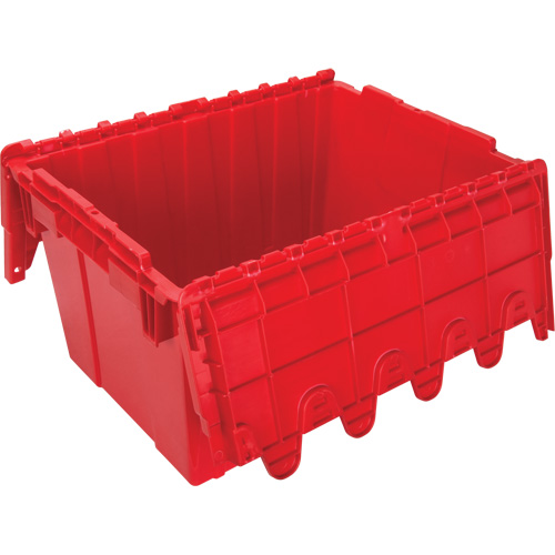 Contenant de distribution en plastique avec dessus basculant, 21,65" x 15,5" x 12,5", Rouge Duraquip Inc