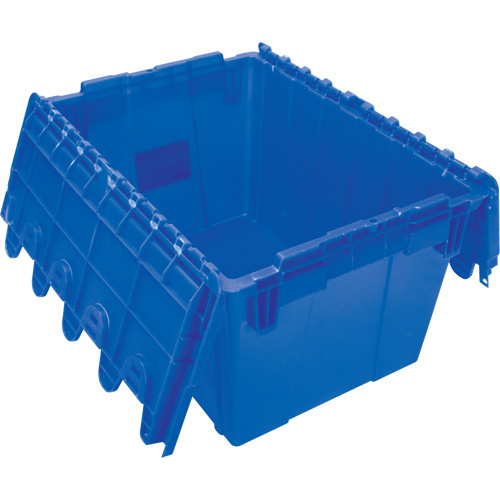 Flip Top Plastic Distribution Container, 21.65" x 15.5" x 12.5", Blue Duraquip Inc