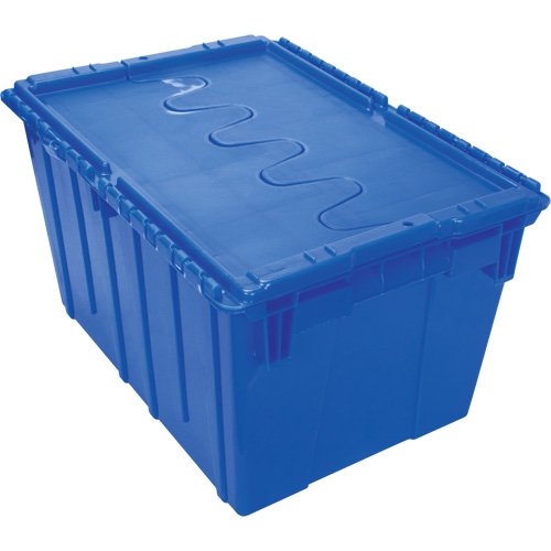Flip Top Plastic Distribution Container, 21.65" x 15.5" x 12.5", Blue Duraquip Inc