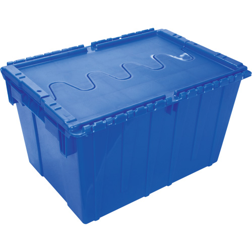 Flip Top Plastic Distribution Container, 21.65" x 15.5" x 12.5", Blue Duraquip Inc