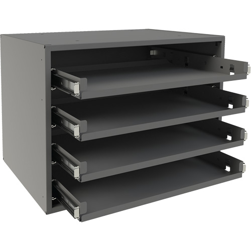 Small Bearing Rack, Steel, 4 Slots, 15-9/16" W x 11-7/8" D x 11-5/16" H, Grey Duraquip Inc