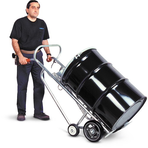 Diables pour baril avec frein manuel, Fabriqu&eacute; en Aluminium, 25 - 55 gal. US (20 - 45 gal. imp.) Duraquip Inc