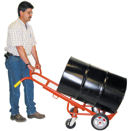 Diable &agrave; Barils Ergonomique A/Roulettes Pivotantes, Fabriqu&eacute; en Acier, 55 - 85 gal. US (45 - 70 gal. imp.) Duraquip Inc