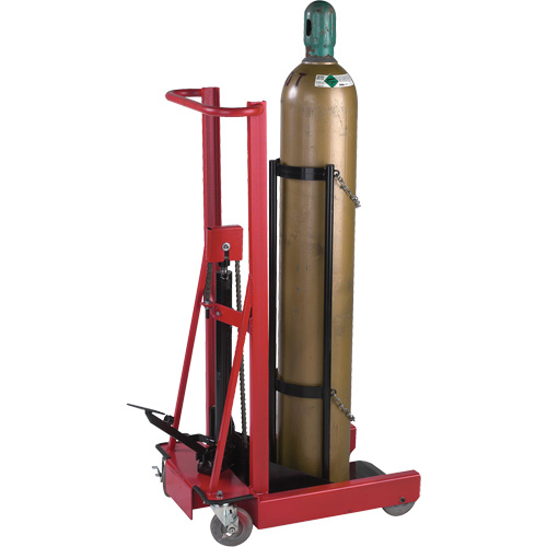 &eacute;l&eacute;vateur hydraulique pour cylindre, Roues Caoutchouc, Base de 12" la x 20" lo, 300 lb Duraquip Inc
