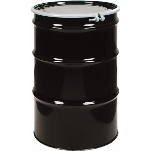Steel Drums, 55 US gal (45 imp. gal.), Lined, Black, Open Top, 1A2/Y275/S, 18 - 20 Gauge Duraquip Inc