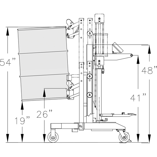 Manipulateur ergonomique de baril &agrave; balance, DM-100-S, 30 - 85 gal. US (25 - 70 gal. imp.) Duraquip Inc