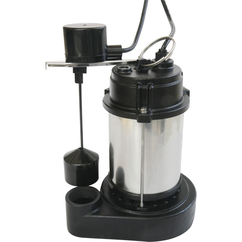 Stainless Steel Housing-Cast Iron Base Sump Pump, 1/3 HP, 3630 GPH Flow Rate Duraquip Inc