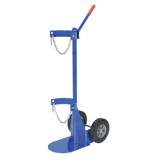 Gas Cylinder Cart, Rubber Wheels, 12" W x 15-1/2" L Base, 500 lbs. Duraquip Inc