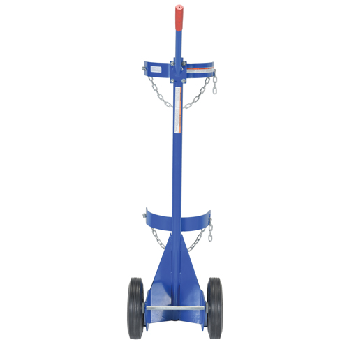 Gas Cylinder Cart, Rubber Wheels, 12" W x 15-1/2" L Base, 500 lbs. Duraquip Inc