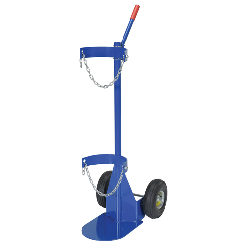 Gas Cylinder Cart, Pneumatic Wheels, 12" W x 15-1/2" L Base, 500 lbs. Duraquip Inc