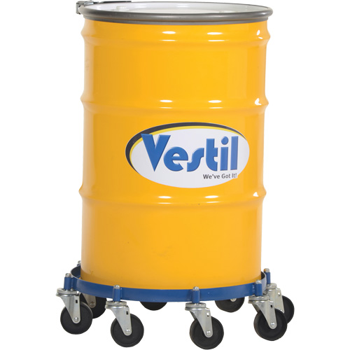 Octagon Drum Dolly, Steel, 2000 lbs. Capacity, 27-1/16" Diameter, Cast Iron Casters Duraquip Inc