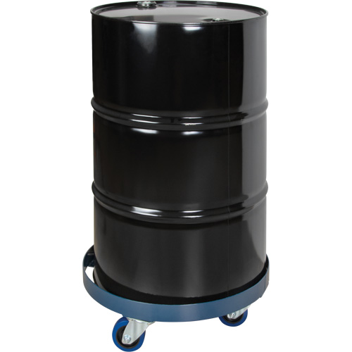Drum Dolly, Steel, 1400 lbs. Capacity, 24" Diameter, Blue Elastic Casters Duraquip Inc
