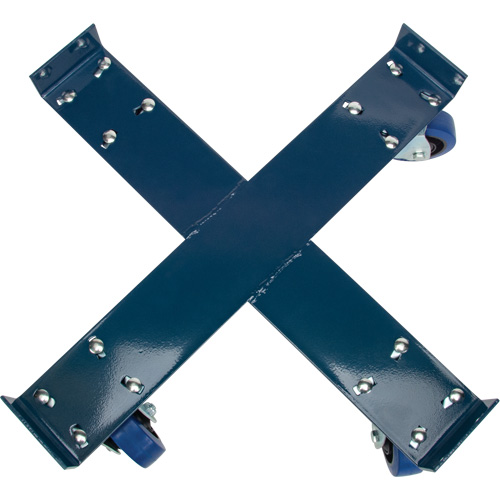 Chariot pour baril, Acier, Capacit&eacute;e 1400 lb, Diam&egrave;tre 24", Roue en &eacute;lastique bleu Duraquip Inc