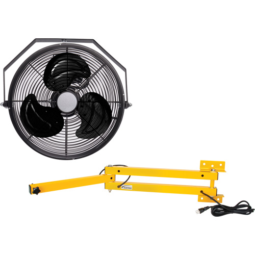 Trousse de ventilateur pour poste de travail industriel avec bras double verrouillable, Industriel, 3 vitesses, Diam&egrave;tre de 12" Duraquip Inc