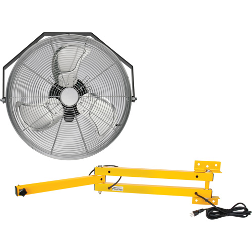 Industrial Workstation Fan Kit with Double Locking Arm, Industrial, 3 Speed, 18" Diameter Duraquip Inc