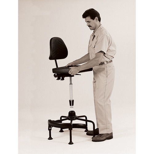 Industrial Stool, Stationary, Adjustable, 38" - 45", Polyurethane Seat, Black Duraquip Inc