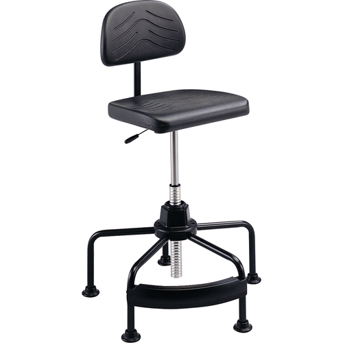 Industrial Seating, Stationary, Adjustable, 17" - 35", Polyurethane Seat, Black Duraquip Inc