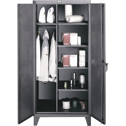 Wardrobe/Storage Cabinets, Steel, 36" W x 24" D x 72" H, Grey Duraquip Inc