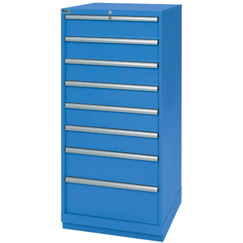 Drawer Cabinets, 8 Drawers, 28-1/4" W x 28-1/2" D x 59-1/2" H, Bright blue Duraquip Inc