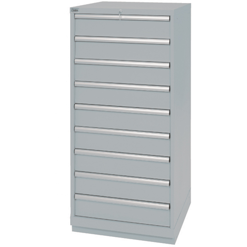 Drawer Cabinets, 9 Drawers, 28-1/4" W x 28-1/2" D x 59-1/2" H, Grey Duraquip Inc