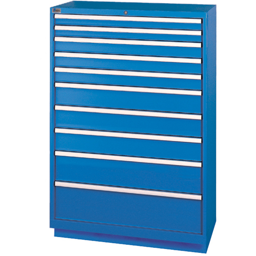 Drawer Cabinets, 10 Drawers, 40-1/4" W x 22-1/2" D x 59-1/2" H, Bright blue Duraquip Inc