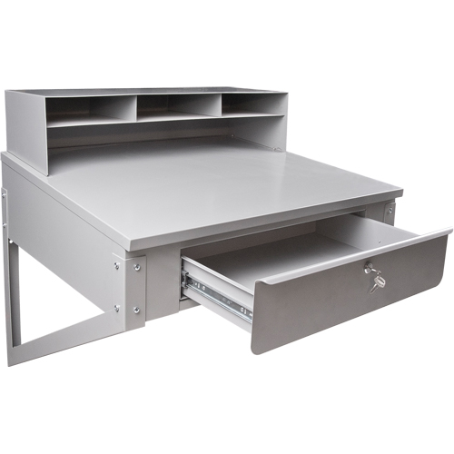 Wall-Mounted Shop Desk, 34-1/2" W x 28" D x 31" H, Grey Duraquip Inc