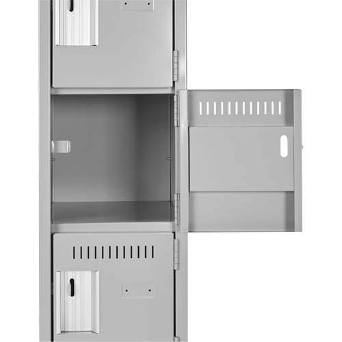 Clean Line Lockerette, 6 -tier, Bank of 4, 48" x 18" x 78", Steel, Beige, Rivet (Assembled) Duraquip Inc