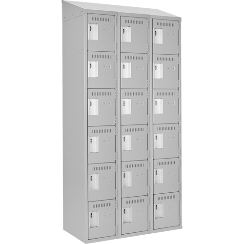 Petits casiers Clean Line, 6 niveaux, Bloc de 3, 36" x 18" x 78", Acier, Gris, Rivet (assembl&eacute;) Duraquip Inc