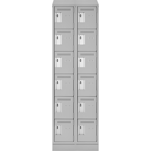 Clean Line Lockerette, 6 -tier, Bank of 2, 24" x 18" x 82", Steel, Grey, Rivet (Assembled) Duraquip Inc