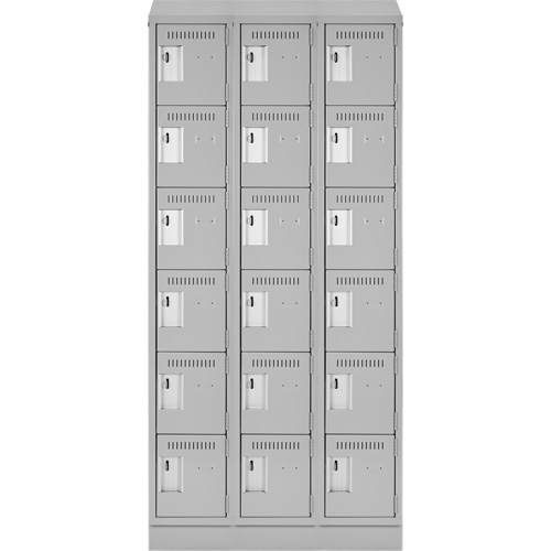 Clean Line Lockerette, 6 -tier, Bank of 3, 36" x 18" x 82", Steel, Grey, Rivet (Assembled) Duraquip Inc