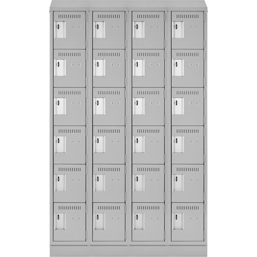 Clean Line Lockerette, 6 -tier, Bank of 4, 48" x 18" x 82", Steel, Grey, Rivet (Assembled) Duraquip Inc