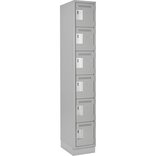 Clean Line Lockerette, 6 -tier, 12" x 18" x 76", Steel, Grey, Rivet (Assembled) Duraquip Inc