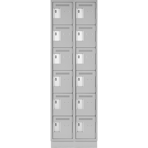Clean Line Lockerette, 6 -tier, Bank of 2, 24" x 18" x 76", Steel, Grey, Rivet (Assembled) Duraquip Inc