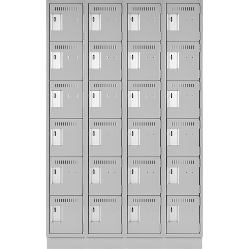 Clean Line Lockerette, 6 -tier, Bank of 4, 48" x 18" x 76", Steel, Grey, Rivet (Assembled) Duraquip Inc